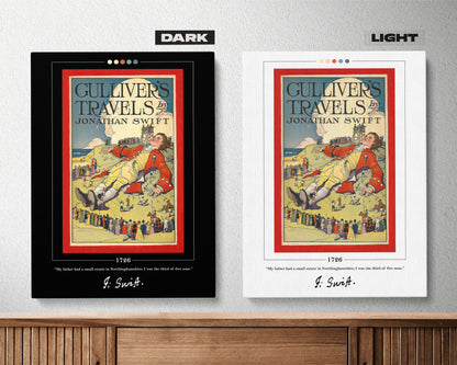 Gulliver's Travels Book Cover Poster | Jonathan Swift, Gulliver's Travels Poster, Book Posters, Book Art, Canvas Wall Art, Book Lover Gift