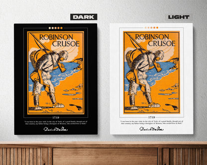 Robinson Crusoe Book Cover Poster | Daniel Defoe, Robinson Crusoe Poster, Robinson Crusoe Print, Book Posters, Canvas Print, Book Lover Gift