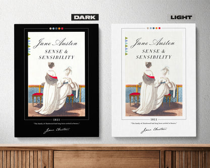 Sense and Sensibility Book Cover Poster | Jane Austen, Sense and Sensibility Poster, Book Posters, Canvas Print, Book Art, Book Lover Gift