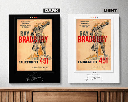 Fahrenheit 451 Book Cover Poster | Ray Bradbury, Fahrenheit 451 Poster, Fahrenheit 451 Print, Book Posters, Book Art, Canvas Wall Art