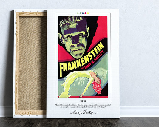 Frankenstein Book Cover Poster | Mary Shelley, Frankenstein Poster, Frankenstein Print, Book Posters, Canvas Print, Book Lover Gift