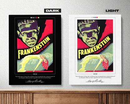 Frankenstein Book Cover Poster | Mary Shelley, Frankenstein Poster, Frankenstein Print, Book Posters, Canvas Print, Book Lover Gift