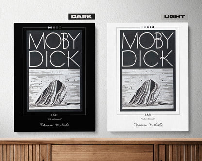 Moby Dick Book Cover Poster | Herman Melville, Moby Dick Poster, Moby Dick Print, Book Posters, Canvas Print, Book Art, Book Lover Gift