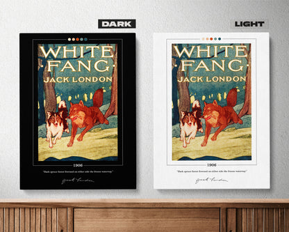White Fang Book Cover Poster | Jack London, White Fang Poster, White Fang Print, Book Posters, Canvas Wall Art, Book Art, Book Lover Gift