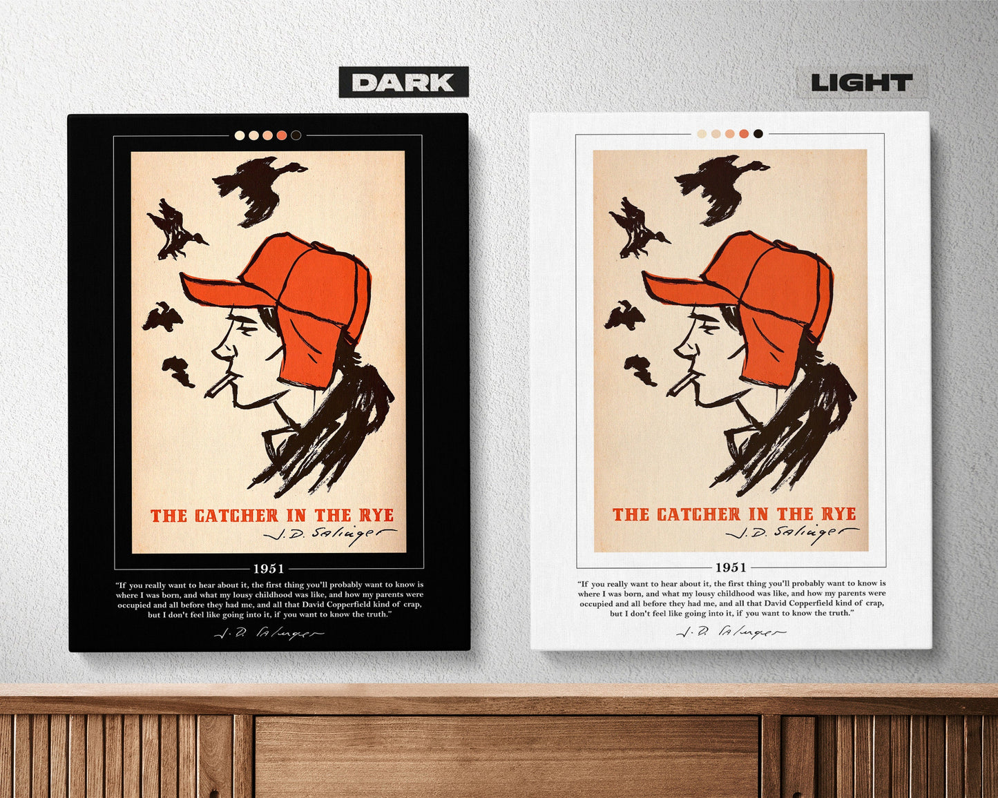 The Catcher in the Rye Book Cover Poster | J. D. Salinger, The Catcher in the Rye Poster, Book Posters, Canvas Wall Art, Book Lover Gift