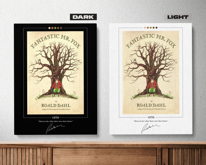 Fantastic Mr Fox Book Cover Poster | Roald Dahl, Fantastic Mr Fox Poster, Fantastic Mr Fox Print, Book Poster, Canvas Print, Book Lover Gift