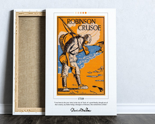 Robinson Crusoe Book Cover Poster | Daniel Defoe, Robinson Crusoe Poster, Robinson Crusoe Print, Book Posters, Canvas Print, Book Lover Gift