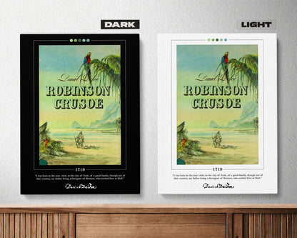 Robinson Crusoe Book Cover Poster | Daniel Defoe, Robinson Crusoe Poster, Robinson Crusoe Print, Book Posters, Canvas Wall Art, Book Art
