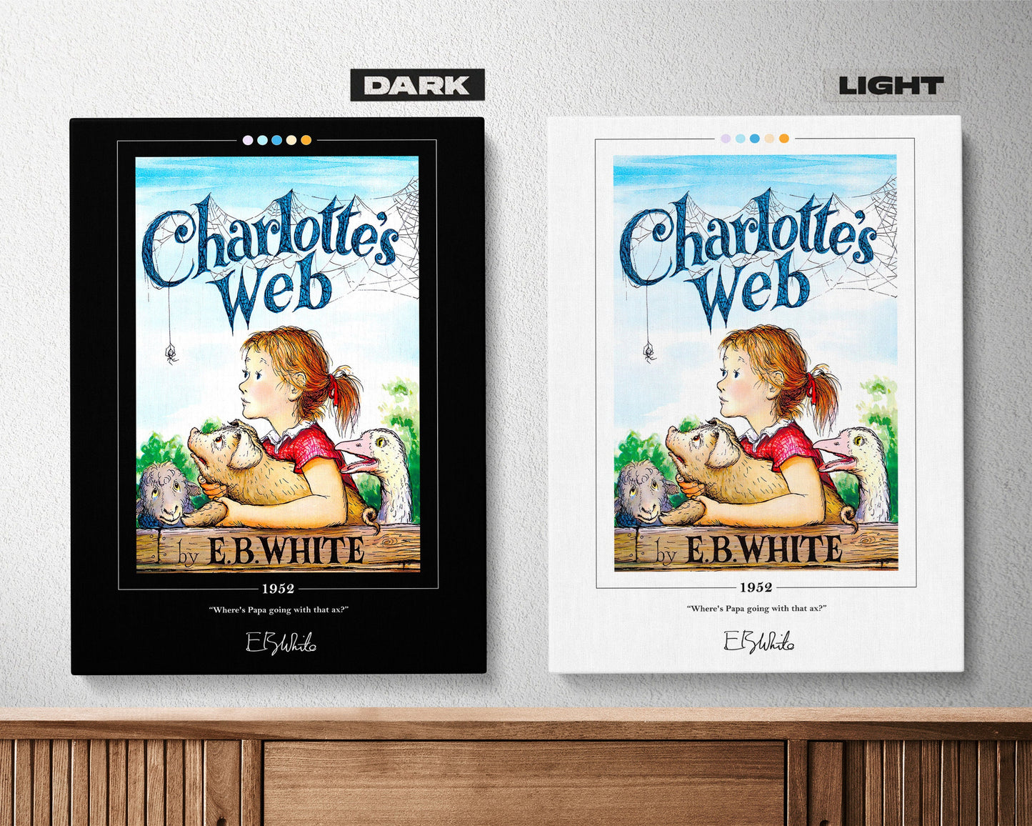 Charlotte's Web Book Cover Poster | E. B. White, Charlotte's Web Poster, Book Posters, Canvas Wall Art, Book Art, Book Lover Gift
