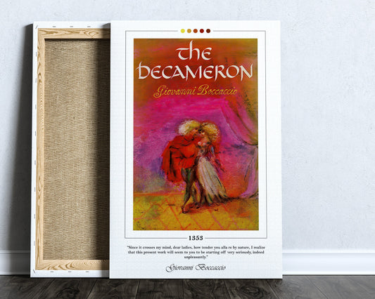 The Decameron Book Cover Poster | Giovanni Boccaccio, The Decameron Poster, The Decameron Print, Book Posters, Book Art, Canvas Wall Art