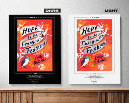 Hope is the Thing with Feathers Book Cover Poster | Emily Dickinson, Hope is the Thing with Feathers Poster, Book Posters, Book Lover Gift