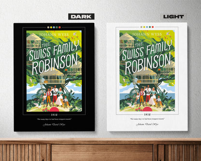 The Swiss Family Robinson Book Cover Poster | Johann David Wyss, The Swiss Family Robinson Poster, Book Posters, Book Art, Book Lover Gift