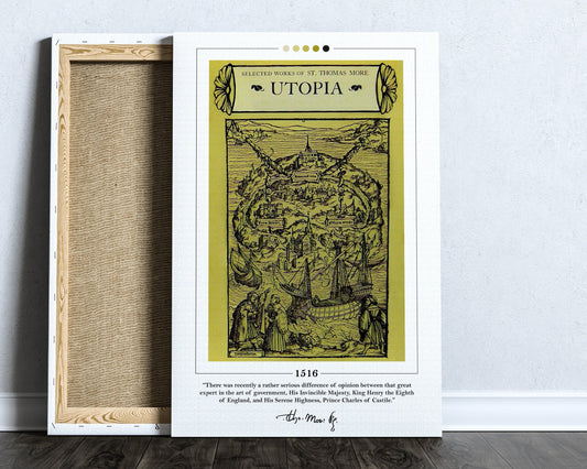 Utopia Book Cover Poster | Thomas More, Utopia Poster, Utopia Print, Book Posters, Book Prints, Book Art, Canvas Wall Art, Book Lover Gift