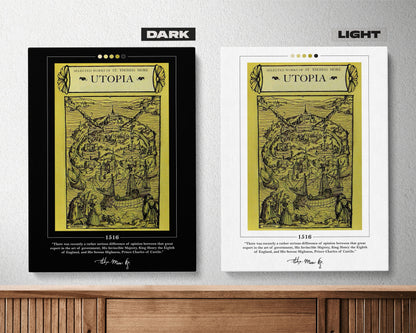 Utopia Book Cover Poster | Thomas More, Utopia Poster, Utopia Print, Book Posters, Book Prints, Book Art, Canvas Wall Art, Book Lover Gift