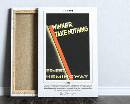 Winner Take Nothing Book Cover Poster | Ernest Hemingway, Winner Take Nothing Poster, Book Posters, Book Prints, Book Art, Book Lover Gift