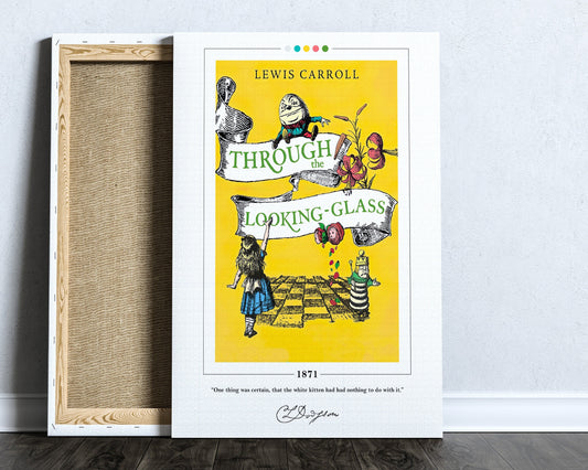 Through the Looking Glass Book Cover Poster | Lewis Carroll, Through the Looking Glass Poster, Book Posters, Canvas Print, Book Lover Gift