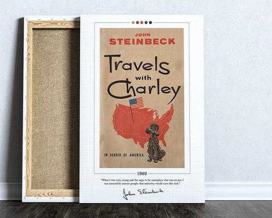 Travels with Charley Book Cover Poster | John Steinbeck, Travels with Charley Poster, Book Posters, Book Art, Canvas Print, Book Lover Gift