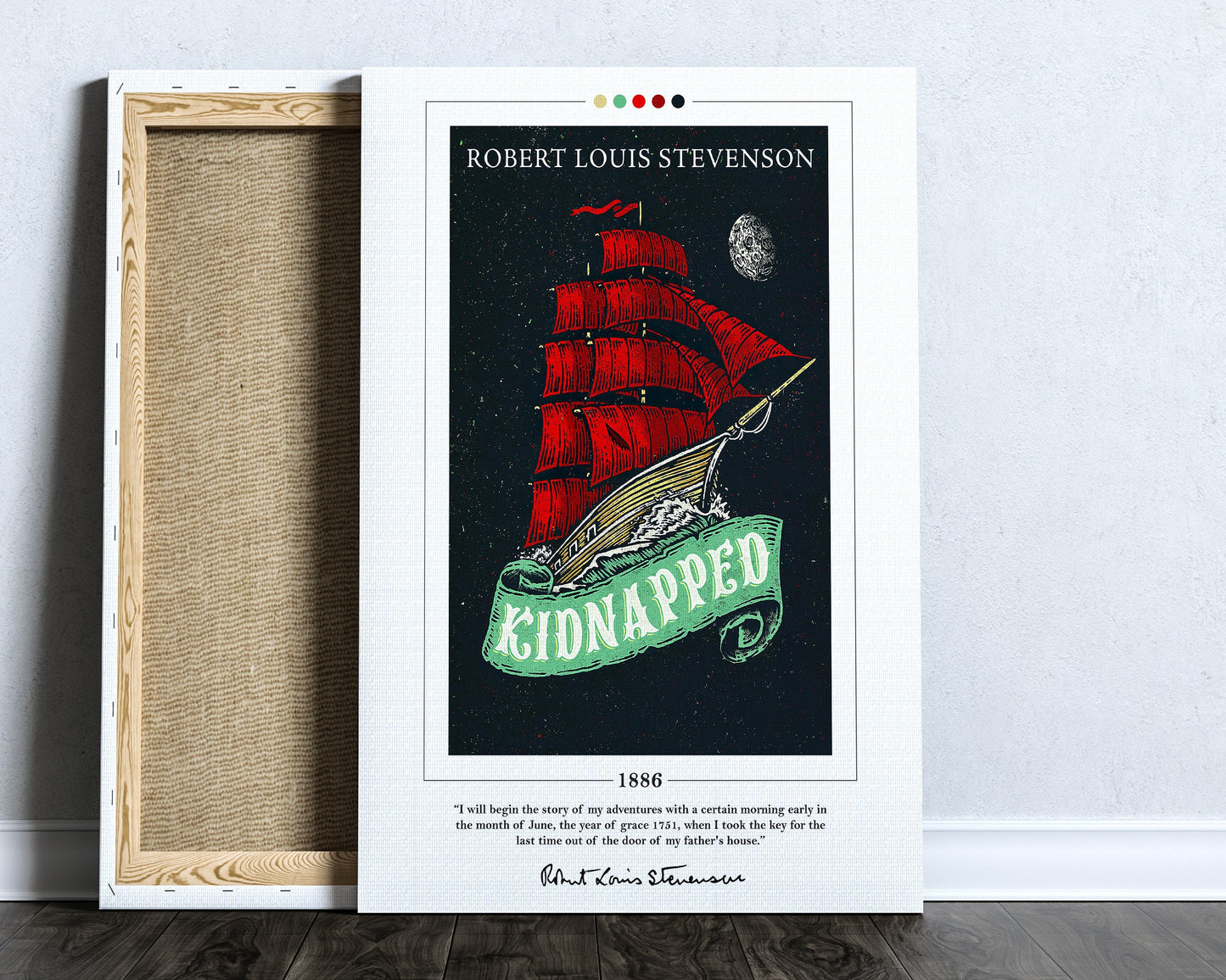 Kidnapped Book Cover Poster | Robert Louis Stevenson, Kidnapped Poster, Kidnapped Print, Book Posters, Canvas Wall Art, Book Lover Gift