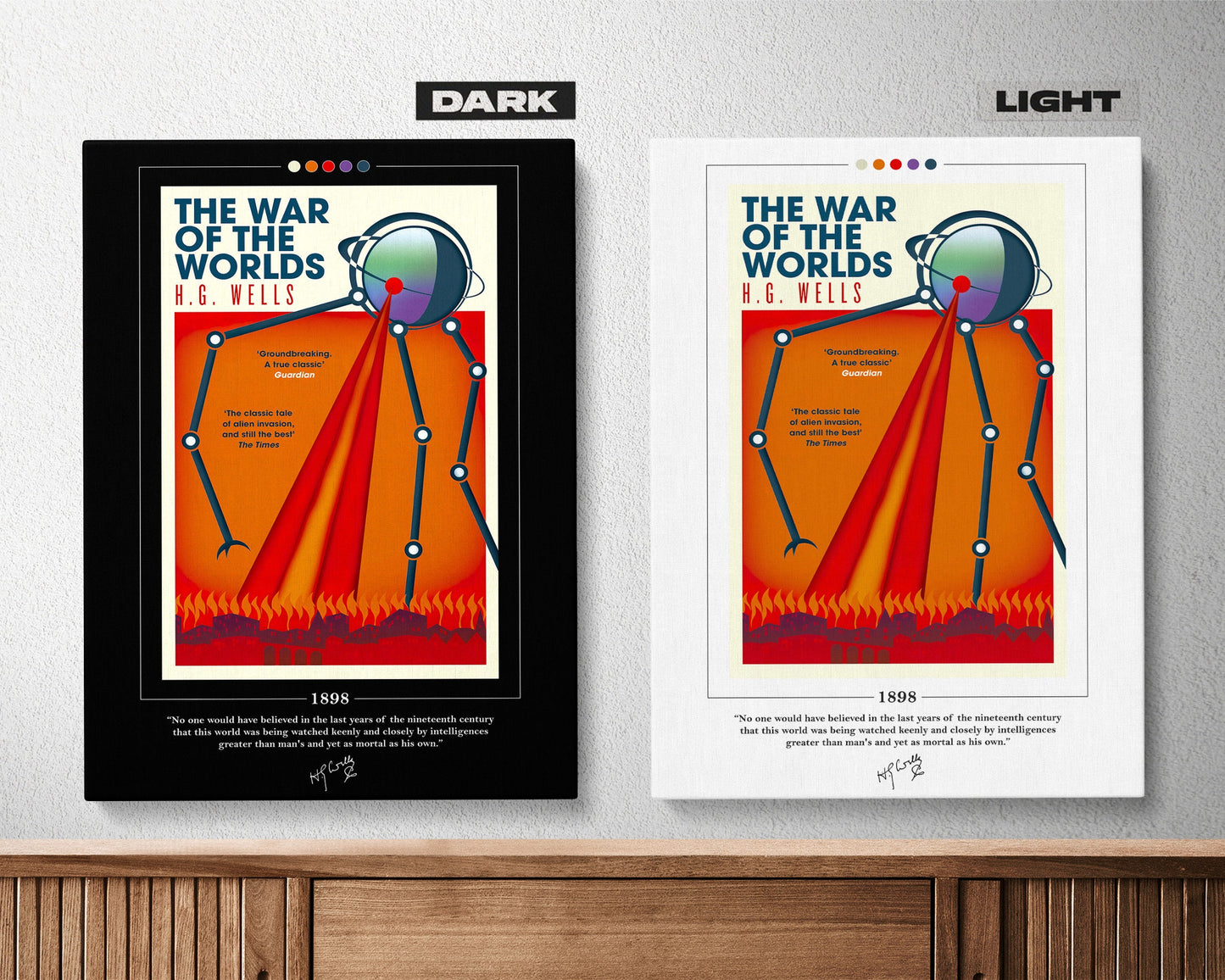 The War of the Worlds Book Cover Poster | H. G. Wells, The War of the Worlds Poster, Book Posters, Book Art, Canvas Print, Book Lover Gift