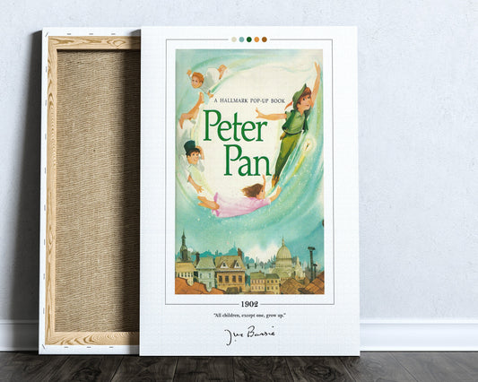 Peter Pan Book Cover Poster | J. M. Barrie, Peter Pan Poster, Peter Pan Print, Book Posters, Book Art, Canvas Wall Art, Book Lover Gift