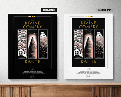 Divine Comedy Book Cover Poster | Dante Alighieri, Divine Comedy Poster, Divine Comedy Print, Book Posters, Book Art, Book Lover Gift