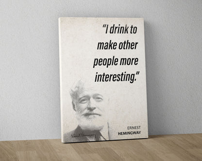 Ernest Hemingway Quote Wall Art | "Drink" Quote Poster, Quote Print, Quote Art, Book Quotes, Canvas Wall Art, Book Lover Gift
