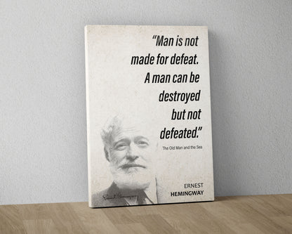 Ernest Hemingway Quote Wall Art | The Old Man and the Sea Quote Poster, Quote Print, Quote Art, Book Quote, Canvas Wall Art, Book Lover Gift
