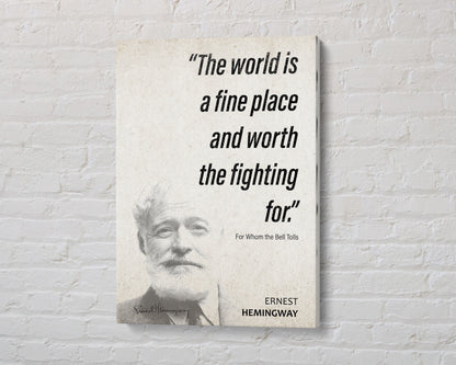 Ernest Hemingway Quote Wall Art | For Whom the Bell Tolls Quote Poster, Quote Print, Quote Art, Book Quote, Canvas Wall Art, Book Lover Gift
