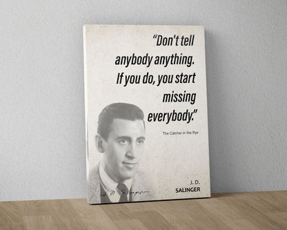 J. D. Salinger Quote Wall Art | "Missing Everybody" The Catcher in the Rye Quote Poster, Quote Print, Quote Art, Book Quote, Book Lover Gift