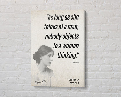 Virginia Woolf Quote Wall Art | "Woman Thinking" Orlando Quote Poster, Quote Print, Quote Art, Book Quotes, Canvas Wall Art, Book Lover Gift