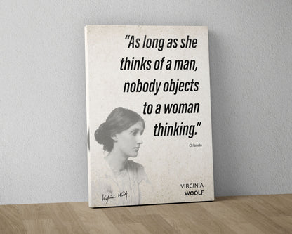 Virginia Woolf Quote Wall Art | "Woman Thinking" Orlando Quote Poster, Quote Print, Quote Art, Book Quotes, Canvas Wall Art, Book Lover Gift