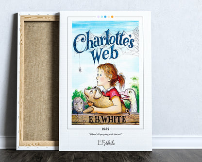 Charlotte's Web Book Cover Poster | E. B. White, Charlotte's Web Poster, Book Posters, Canvas Wall Art, Book Art, Book Lover Gift