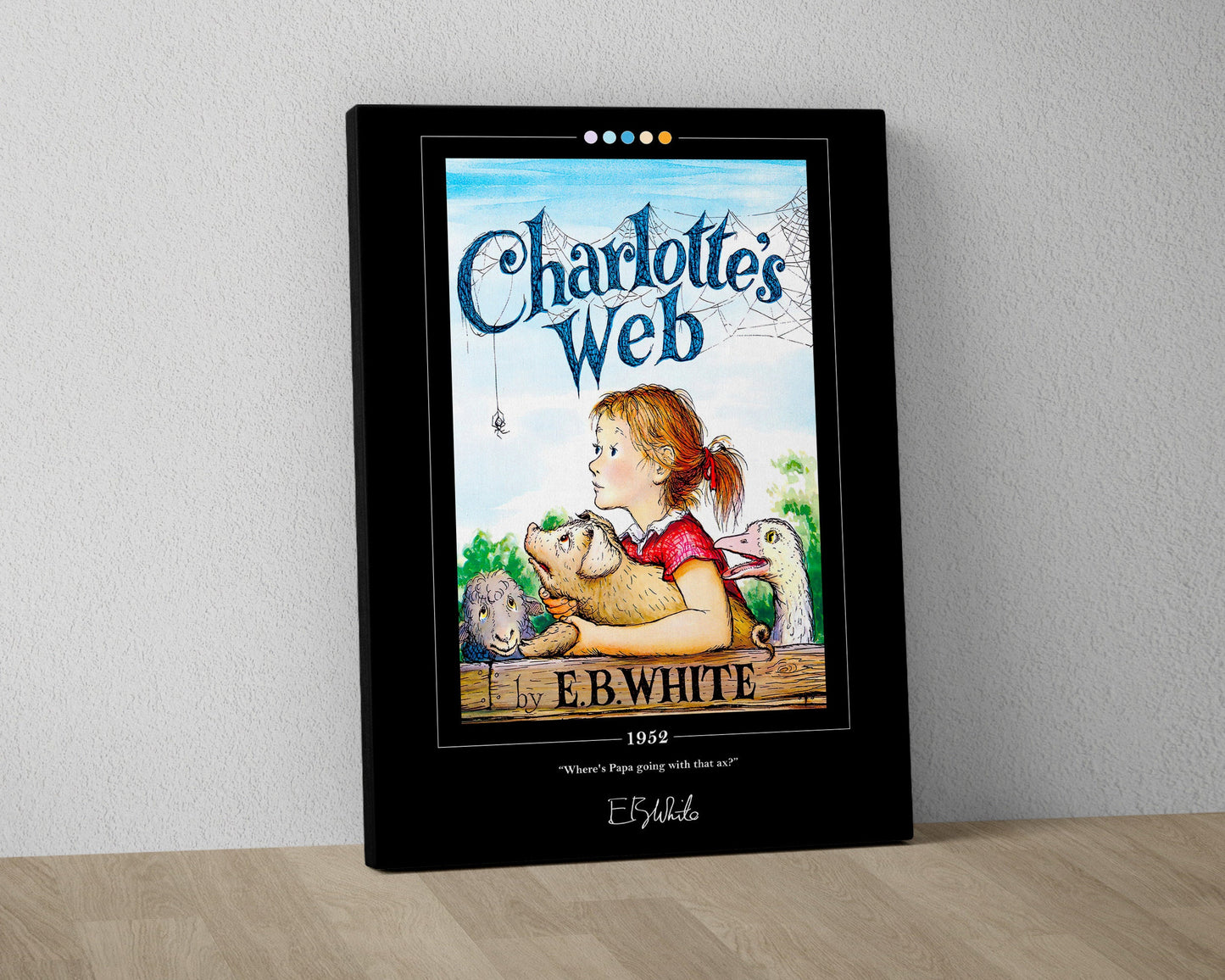 Charlotte's Web Book Cover Poster | E. B. White, Charlotte's Web Poster, Book Posters, Canvas Wall Art, Book Art, Book Lover Gift