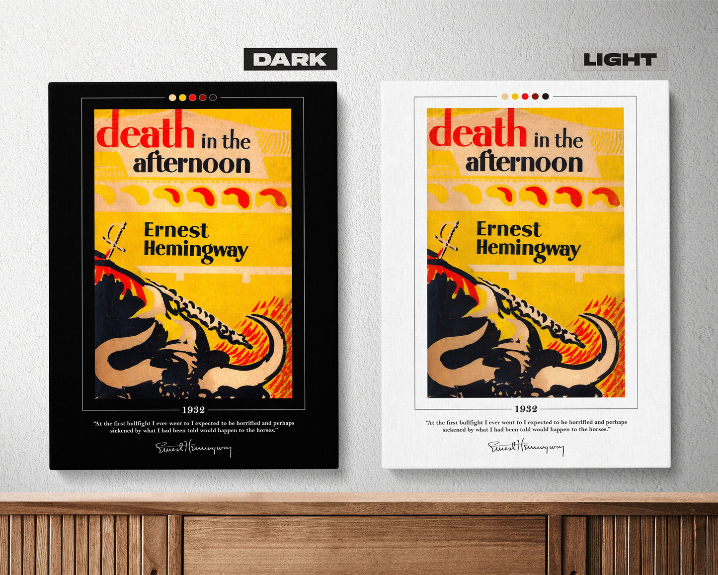 Death in the Afternoon Book Cover Poster | Ernest Hemingway, Death in the Afternoon Poster, Book Posters, Canvas Wall Art, Book Lover Gift