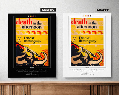 Death in the Afternoon Book Cover Poster | Ernest Hemingway, Death in the Afternoon Poster, Book Posters, Canvas Wall Art, Book Lover Gift