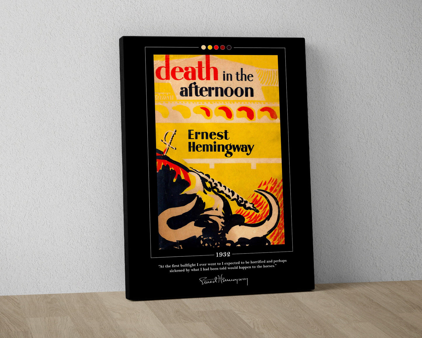 Death in the Afternoon Book Cover Poster | Ernest Hemingway, Death in the Afternoon Poster, Book Posters, Canvas Wall Art, Book Lover Gift