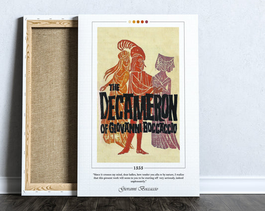 The Decameron Book Cover Poster | Giovanni Boccaccio, The Decameron Poster, The Decameron Print, Book Posters, Book Art, Canvas Print