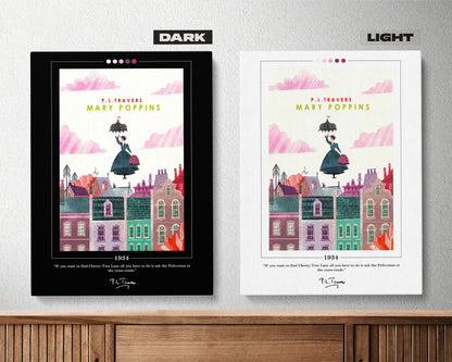 Mary Poppins Book Cover Poster | P. L. Travers, Mary Poppins Poster, Mary Poppins Print, Book Posters, Book Art, Book Lover Gift