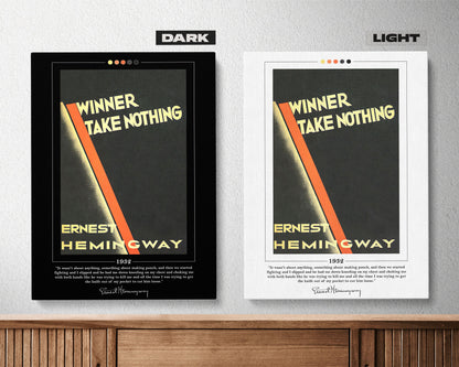 Winner Take Nothing Book Cover Poster | Ernest Hemingway, Winner Take Nothing Poster, Book Posters, Book Prints, Book Art, Book Lover Gift