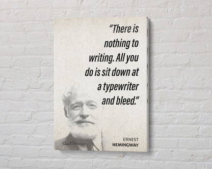 Ernest Hemingway Quote Wall Art | "Typewriter" Quote Poster, Quote Print, Quote Art, Book Quotes, Canvas Wall Art, Book Lover Gift