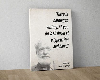 Ernest Hemingway Quote Wall Art | "Typewriter" Quote Poster, Quote Print, Quote Art, Book Quotes, Canvas Wall Art, Book Lover Gift