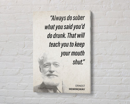 Ernest Hemingway Quote Wall Art | "Mouth Shut" Quote Poster, Quote Print, Quote Art, Book Quotes, Canvas Wall Art, Book Lover Gift
