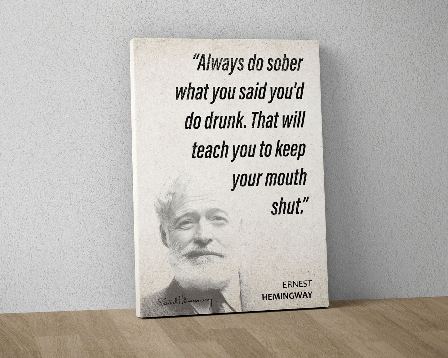 Ernest Hemingway Quote Wall Art | "Mouth Shut" Quote Poster, Quote Print, Quote Art, Book Quotes, Canvas Wall Art, Book Lover Gift