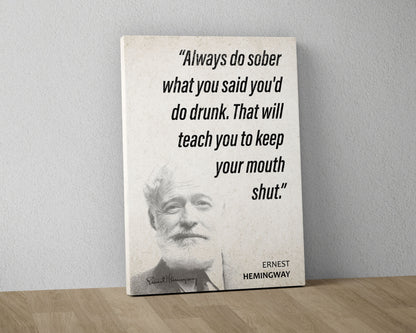 Ernest Hemingway Quote Wall Art | "Mouth Shut" Quote Poster, Quote Print, Quote Art, Book Quotes, Canvas Wall Art, Book Lover Gift
