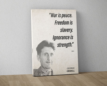George Orwell Quote Wall Art | "War is Peace" 1984 Quote Poster, Quote Print, Quote Art, Book Quote, Canvas Wall Art, Book Lover Gift