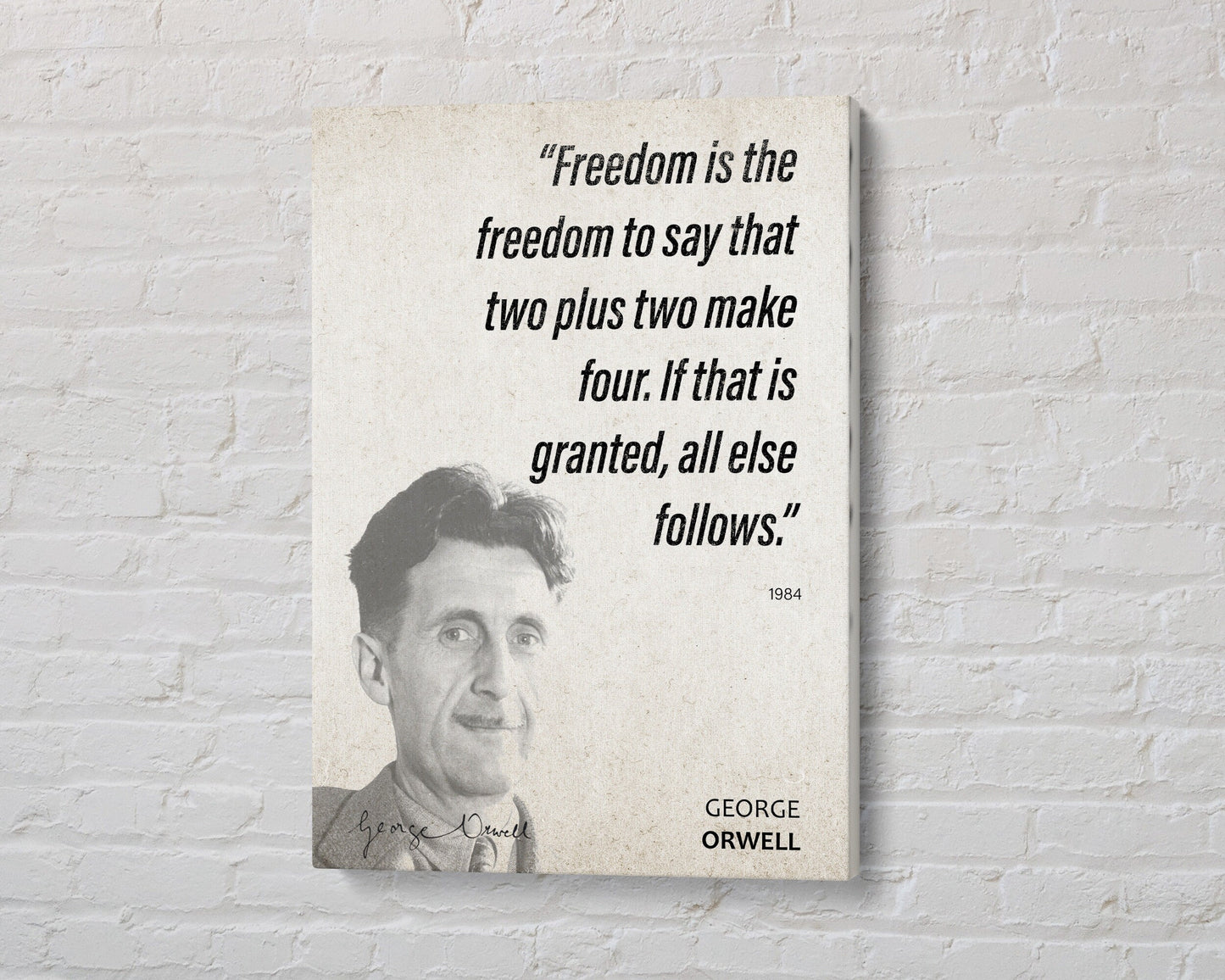 George Orwell Quote Wall Art | "Two Plus Two" 1984 Quote Poster, Quote Print, Quote Art, Book Quote, Canvas Wall Art, Book Lover Gift