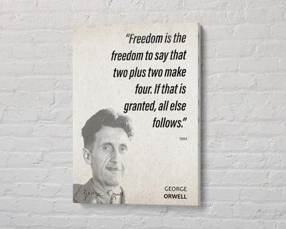 George Orwell Quote Wall Art | "Two Plus Two" 1984 Quote Poster, Quote Print, Quote Art, Book Quote, Canvas Wall Art, Book Lover Gift