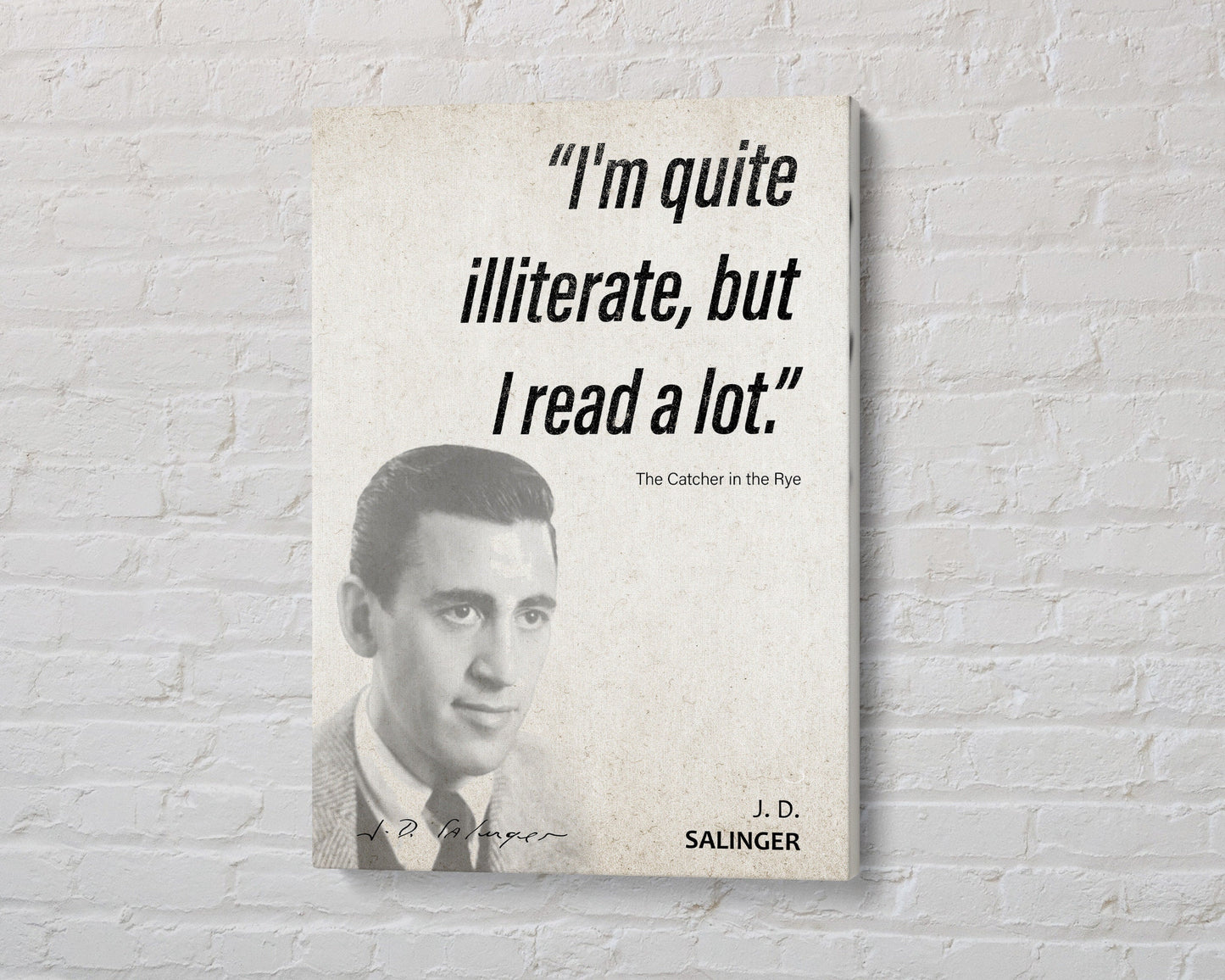 J. D. Salinger Quote Wall Art | "Quite Illiterate" The Catcher in the Rye Quote Poster, Quote Print, Quote Art, Book Quote, Book Lover Gift