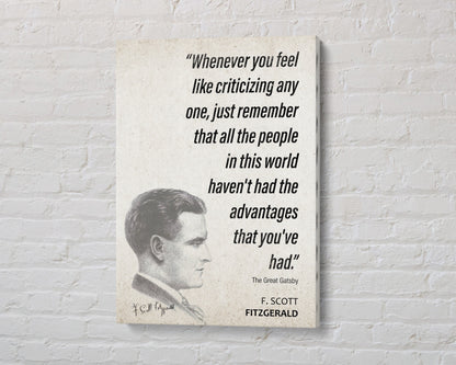 F. Scott Fitzgerald Quote Wall Art | The Great Gatsby Quote Poster, Quote Print, Quote Art, Book Quote, Canvas Wall Art, Book Lover Gift