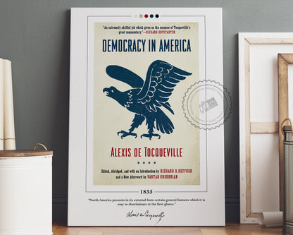 Democracy in America Book Cover Poster | Alexis de Tocqueville, Democracy in America Poster, Book Posters, Canvas Wall Art, Book Lover Gift